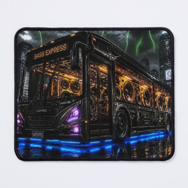 Item preview, Cyberpunk Bass Express Neon Sound System Bus Art designed and sold by LazyDayzCo.