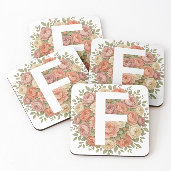 Item preview, White Letter F Floral Monogram designed and sold by ITCHAWAWAA.