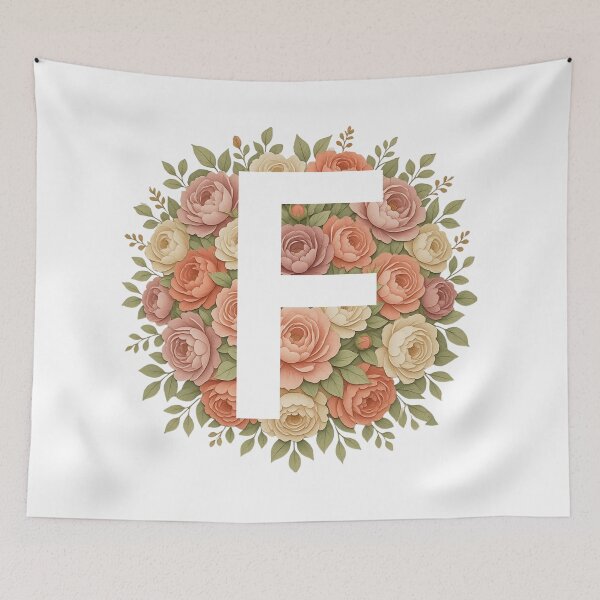 Item preview, White Letter F Floral Monogram designed and sold by ITCHAWAWAA.