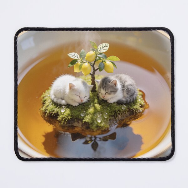 Item preview, Cute Sleeping Kittens on Lemon Tree Island in Teacup designed and sold by OksArtStudio.