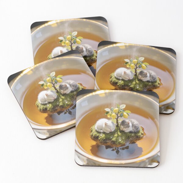 Item preview, Cute Sleeping Kittens on Lemon Tree Island in Teacup designed and sold by OksArtStudio.