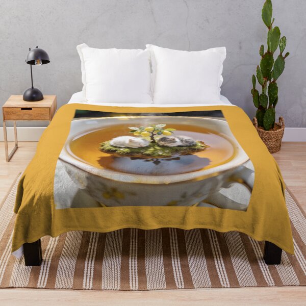 Item preview, Cute Sleeping Kittens on Lemon Tree Island in Teacup designed and sold by OksArtStudio.