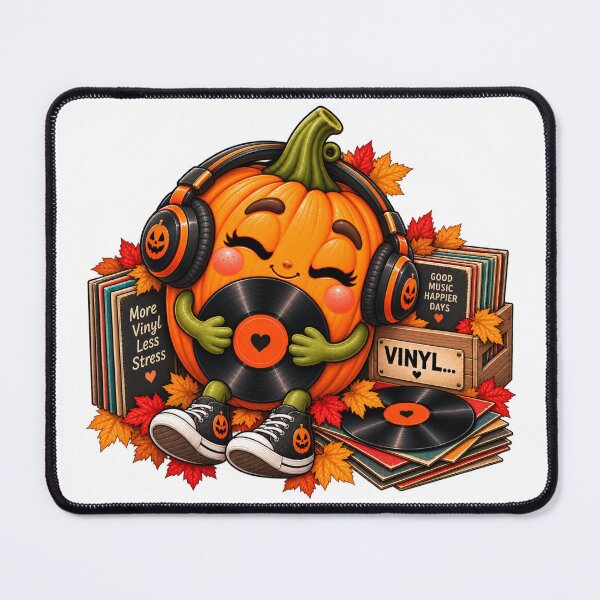 Item preview, Vinyl Pumpkin – Cozy Autumn Record Lover designed and sold by The Cutting Room.