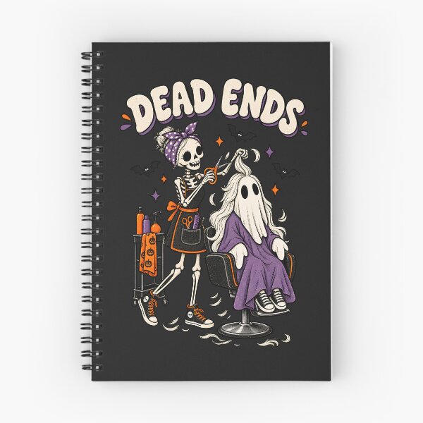 Item preview, Dead Ends Skeleton Shirt, Funny Hairdresser Halloween Tee, Retro Spooky Season Hair Stylist TShirt designed and sold by greatmar1.