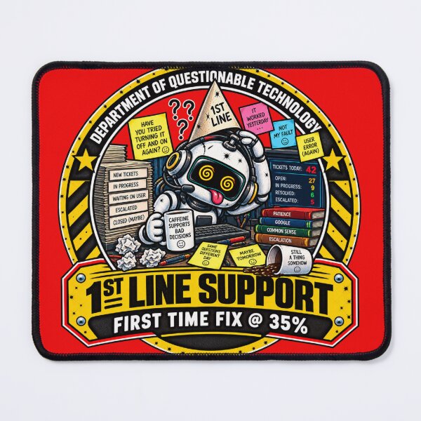 Item preview, Department of Questionable Technology 1st Line Support designed and sold by AdeGee.