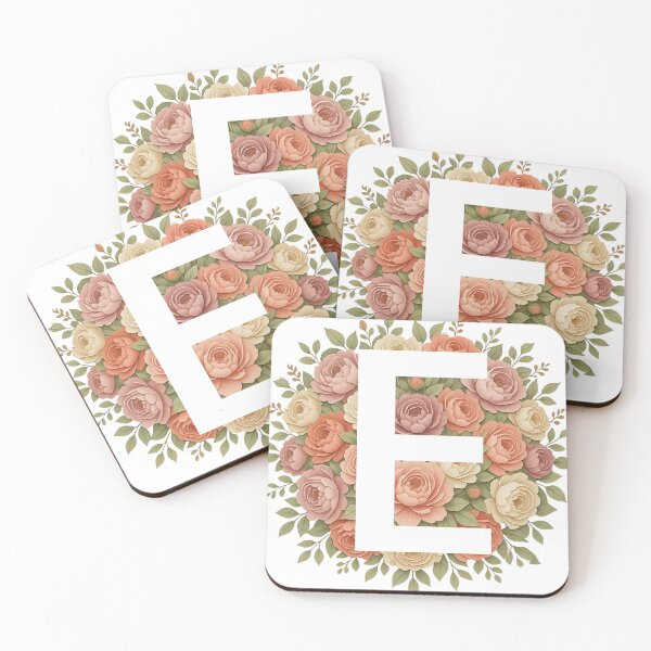 Item preview, White Letter E Floral Monogram designed and sold by ITCHAWAWAA.