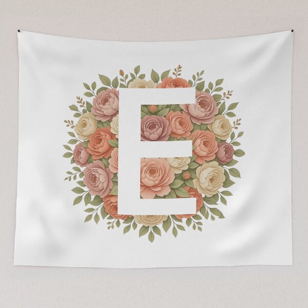Item preview, White Letter E Floral Monogram designed and sold by ITCHAWAWAA.