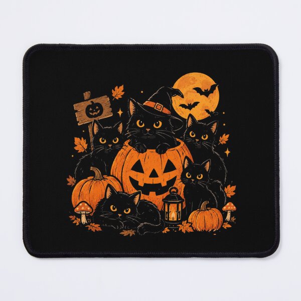 Item preview, Black Cats and Pumpkin Patch Vintage Halloween Art designed and sold by hamadacolonel.