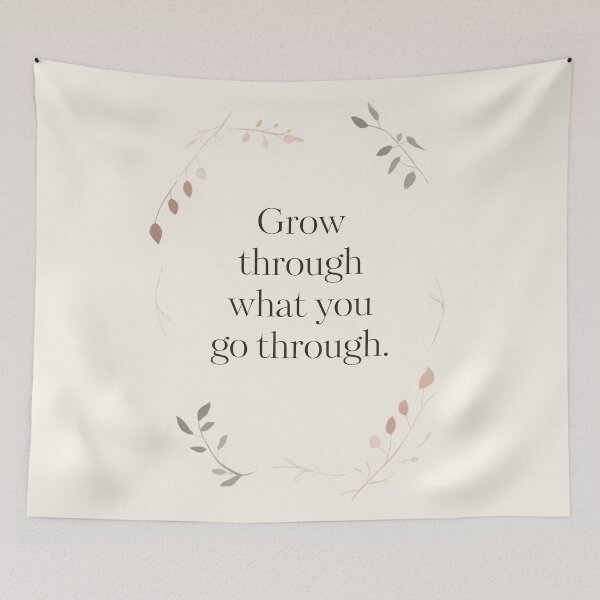 Item preview, Grow Through What You Go Through Print | Botanical Quote Wall Art | Mental Health Inspiration Poster | Neutral Boho Floral Decor | Unframed Positive Quote Art designed and sold by OriginalOwly.