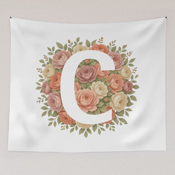 Item preview, White Letter C Floral Monogram designed and sold by ITCHAWAWAA.