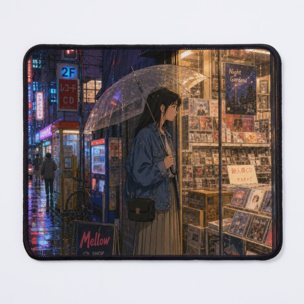 Item preview, Retro Record Store Rainy Night Tokyo Anime Art designed and sold by vekotpu.
