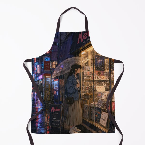 Item preview, Retro Record Store Rainy Night Tokyo Anime Art designed and sold by vekotpu.