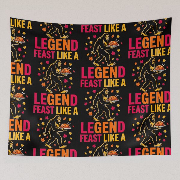 Item preview, Feast Like A Legend Bigfoot Thanksgiving Turkey Sasquatch Autumn Fall Leaves Funny Cryptid Holiday Design designed and sold by 519xdesign.