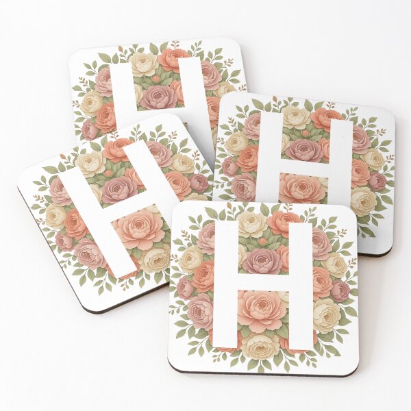 Item preview, White Letter H Floral Monogram designed and sold by ITCHAWAWAA.