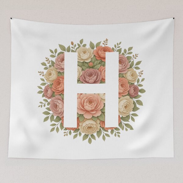Item preview, White Letter H Floral Monogram designed and sold by ITCHAWAWAA.