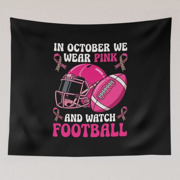 Item preview, In October We Wear Pink And Watch Football Breast Cancer designed and sold by AARABwino.
