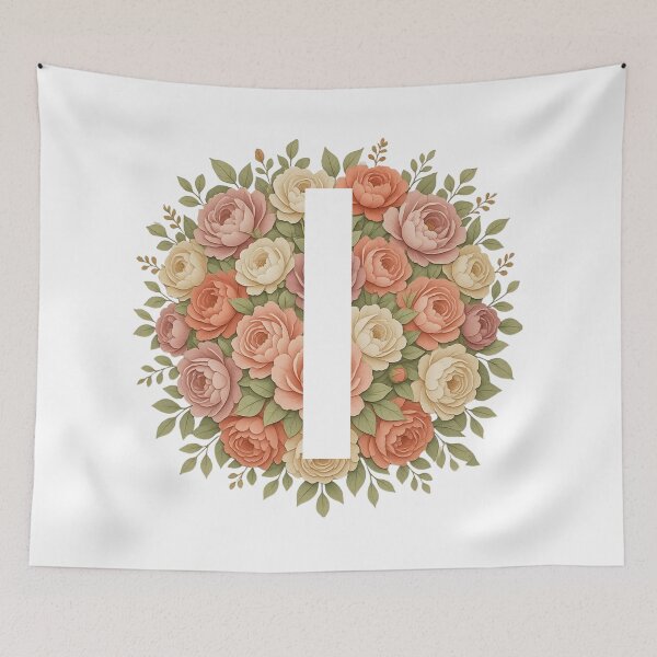Item preview, White Letter I Floral Monogram designed and sold by ITCHAWAWAA.