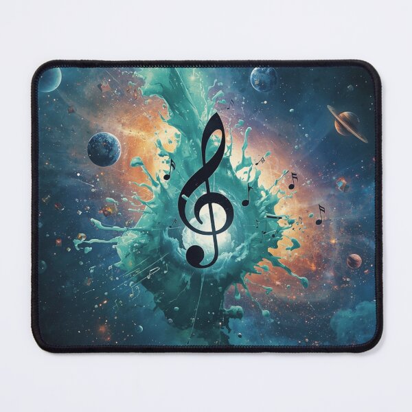 Item preview, Cosmic Music Galaxy Art – Aqua Space Explosion with Musical Notes. designed and sold by fbtrisha.