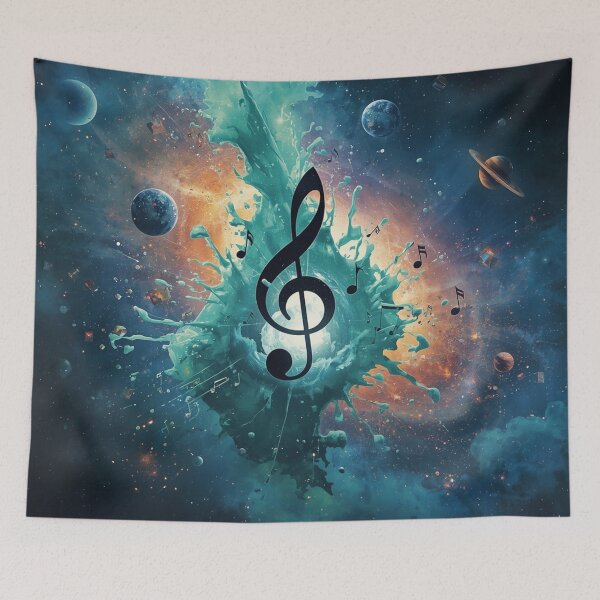 Item preview, Cosmic Music Galaxy Art – Aqua Space Explosion with Musical Notes. designed and sold by fbtrisha.
