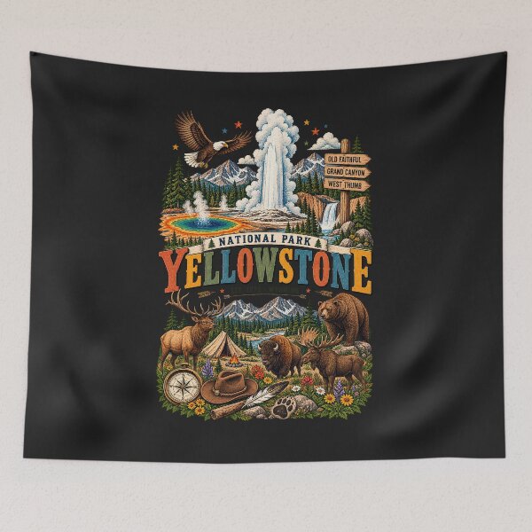Item preview, Yellowstone National Park Shirt, Vintage Nature Graphic Tee, Camping Hiking Adventure Shirt, Wildlife Lover Gift, Retro Outdoor Tee designed and sold by greatmar1.