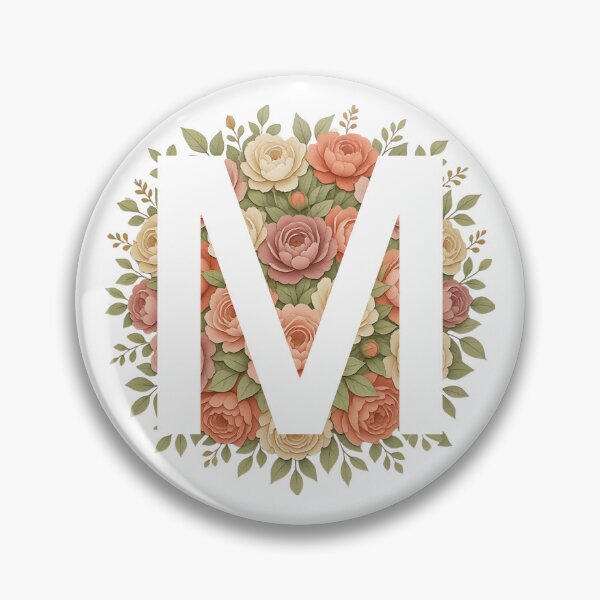 Item preview, White Letter M Floral Monogram designed and sold by ITCHAWAWAA.
