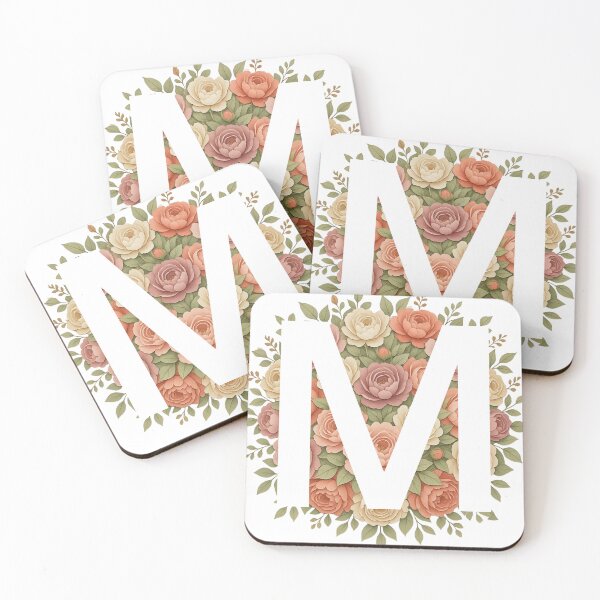 Item preview, White Letter M Floral Monogram designed and sold by ITCHAWAWAA.