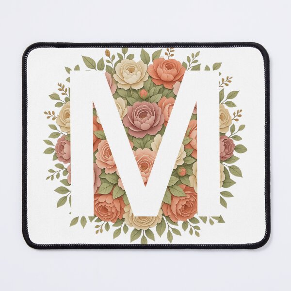 Item preview, White Letter M Floral Monogram designed and sold by ITCHAWAWAA.
