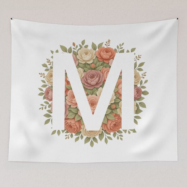 Item preview, White Letter M Floral Monogram designed and sold by ITCHAWAWAA.