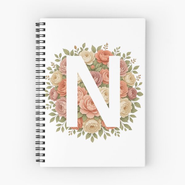 Item preview, White Letter N Floral Monogram designed and sold by ITCHAWAWAA.