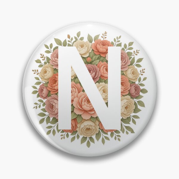 Item preview, White Letter N Floral Monogram designed and sold by ITCHAWAWAA.