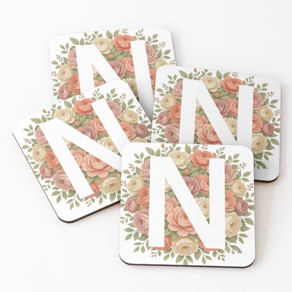 Item preview, White Letter N Floral Monogram designed and sold by ITCHAWAWAA.