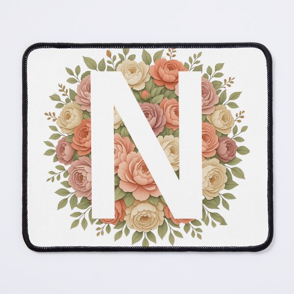 Item preview, White Letter N Floral Monogram designed and sold by ITCHAWAWAA.