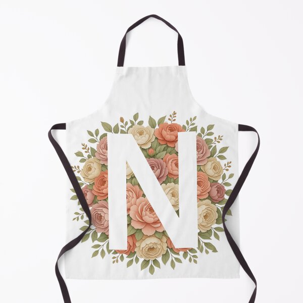 Item preview, White Letter N Floral Monogram designed and sold by ITCHAWAWAA.