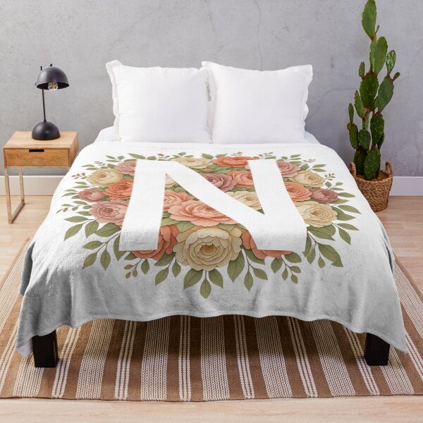 Item preview, White Letter N Floral Monogram designed and sold by ITCHAWAWAA.