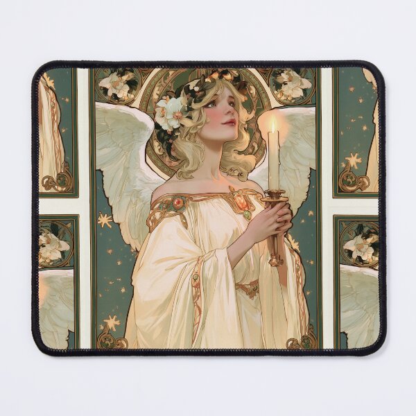 Item preview, Art nouveau Christmas angel card designed and sold by MendaciousMina.