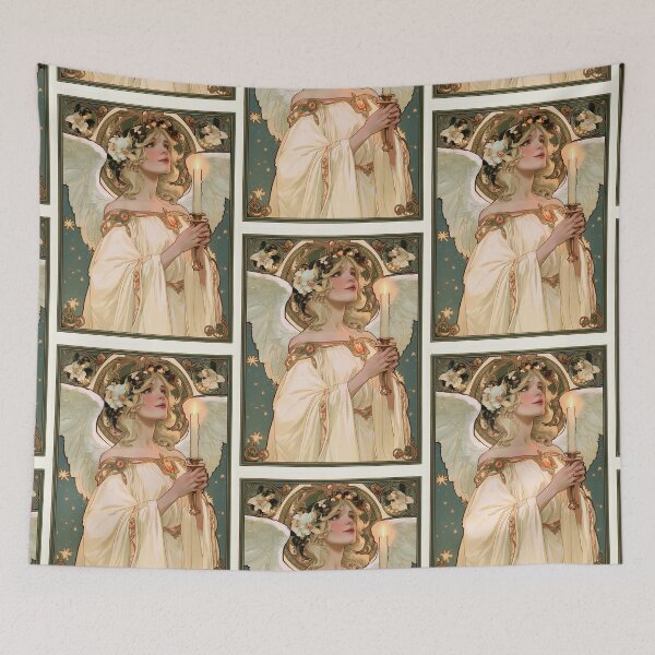 Item preview, Art nouveau Christmas angel card designed and sold by MendaciousMina.