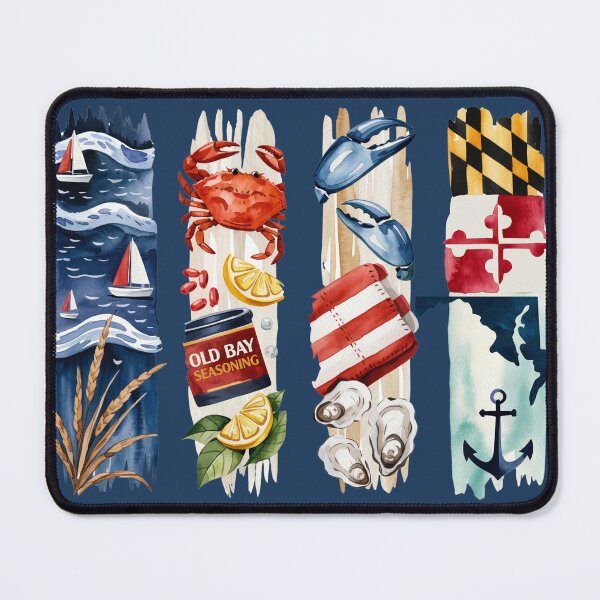 Item preview, Maryland Coastal Watercolor – Crabs, Old Bay & Flag designed and sold by Marie Gems.