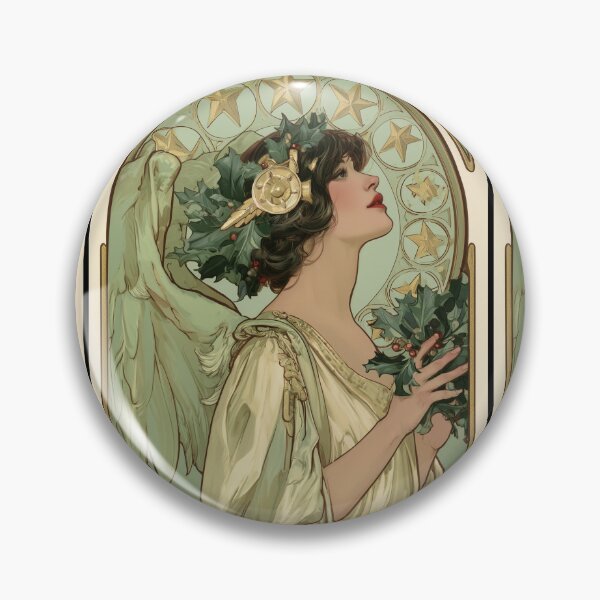 Item preview, Art nouveau Christmas angel card designed and sold by MendaciousMina.