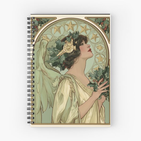 Item preview, Art nouveau Christmas angel card designed and sold by MendaciousMina.