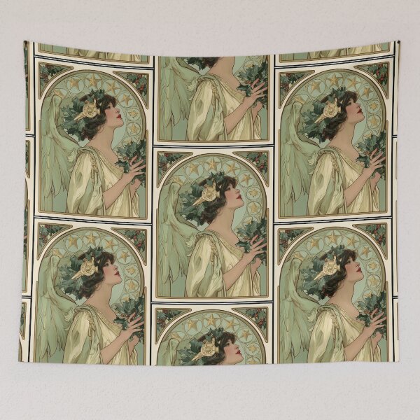 Item preview, Art nouveau Christmas angel card designed and sold by MendaciousMina.