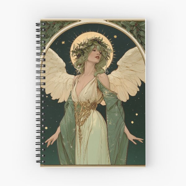 Item preview, Art nouveau Christmas angel card designed and sold by MendaciousMina.