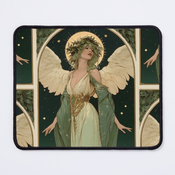Item preview, Art nouveau Christmas angel card designed and sold by MendaciousMina.