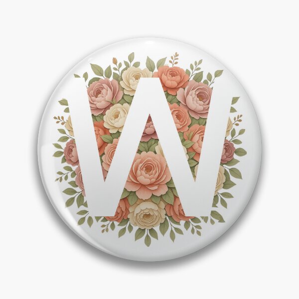 Item preview, White Letter W Floral Monogram designed and sold by ITCHAWAWAA.