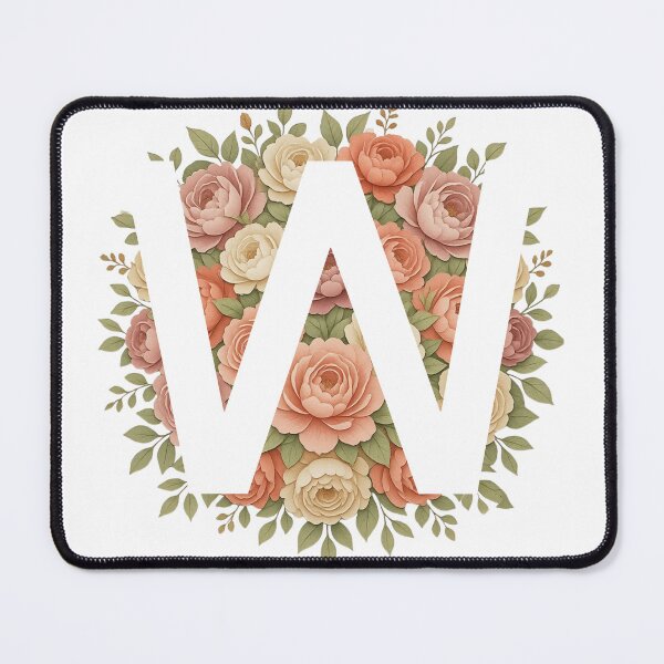Item preview, White Letter W Floral Monogram designed and sold by ITCHAWAWAA.