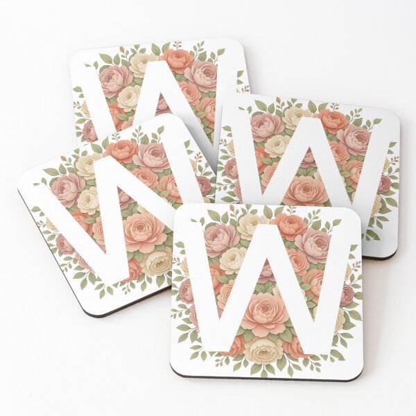 Item preview, White Letter W Floral Monogram designed and sold by ITCHAWAWAA.