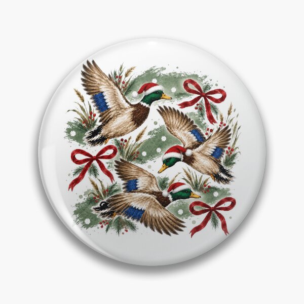 Item preview, Vintage Christmas Duck Watercolor Festive Mallard Bird Holiday Design designed and sold by CatiaStudioArt.