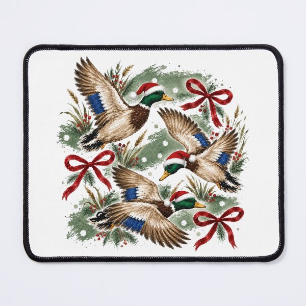 Item preview, Vintage Christmas Duck Watercolor Festive Mallard Bird Holiday Design designed and sold by CatiaStudioArt.
