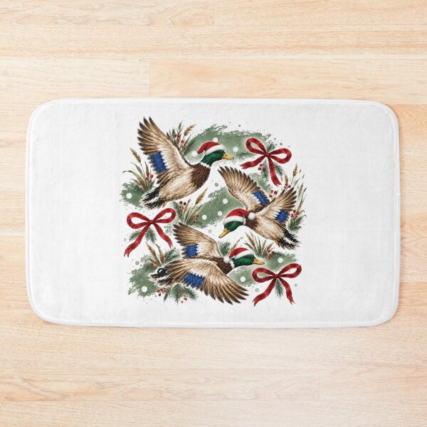 Item preview, Vintage Christmas Duck Watercolor Festive Mallard Bird Holiday Design designed and sold by CatiaStudioArt.
