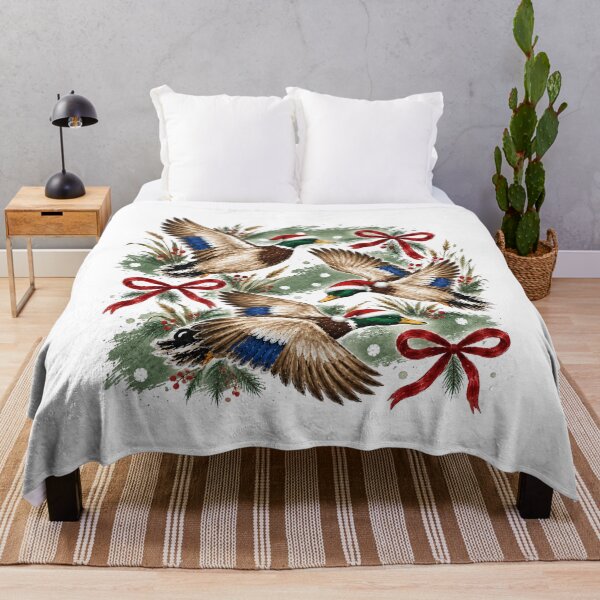 Item preview, Vintage Christmas Duck Watercolor Festive Mallard Bird Holiday Design designed and sold by CatiaStudioArt.