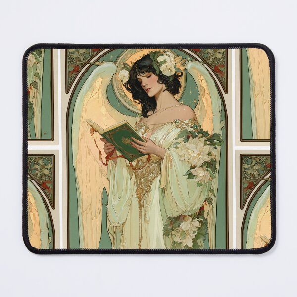 Item preview, Art nouveau Christmas angel card designed and sold by MendaciousMina.
